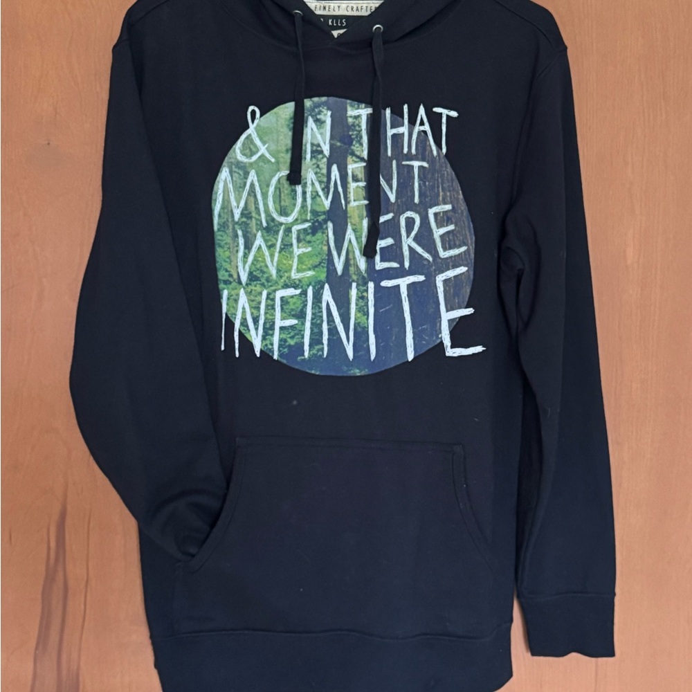 Black Graphic Hoodie with Text Design